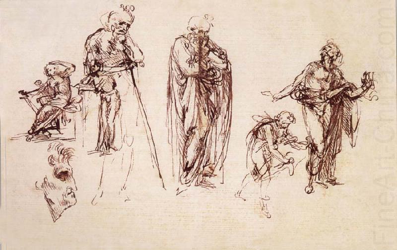 LEONARDO da Vinci Studies fur the adoration of the Konige china oil painting image